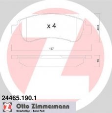 Купити 24465.190.1 Zimmermann Гальмівні колодки задні Ducato 250 (2.0, 2.2, 2.3, 3.0) 