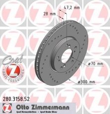 Купить 280.3158.52 Zimmermann Тормозные диски Accord 2.2 Type-R