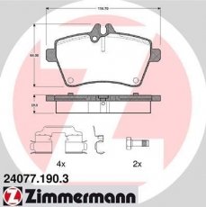 Купить 24077.190.3 Zimmermann Тормозные колодки передние A-Class W169 (1.5, 2.0) подготовлено для датчика износа колодок