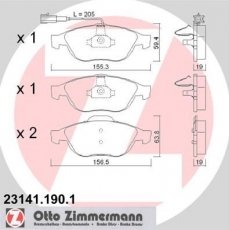 Купить 23141.190.1 Zimmermann Тормозные колодки передние Alfa Romeo 156 (1.6, 1.7, 1.9) с датчиком износа
