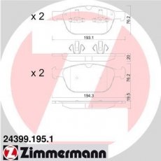 Купити 24399.195.1 Zimmermann Гальмівні колодки передні ХС60 (2.0, 2.4, 2.5, 3.0, 3.2) 