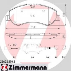 Тормозная колодка 25602.170.3 Zimmermann – с датчиком износа фото 1