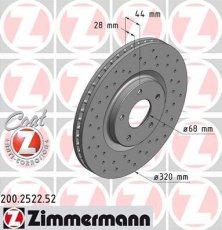 Купить 200.2522.52 Zimmermann Тормозные диски Колеос (2.0 dCi, 2.5)