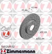 Купить 540.2491.52 Zimmermann Тормозные диски Свифт 3 (1.3, 1.3 DDiS, 1.5)