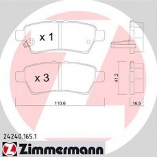 Купити 24240.165.1 Zimmermann Гальмівні колодки задні Pathfinder (2.5, 3.0, 4.0) с звуковым предупреждением износа