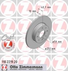 Купить 110.2219.20 Zimmermann Тормозные диски Мито (0.9, 1.2, 1.4, 1.6)