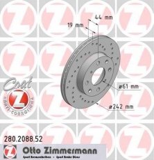 Купить 280.2088.52 Zimmermann Тормозные диски Integra (1.5, 1.6)
