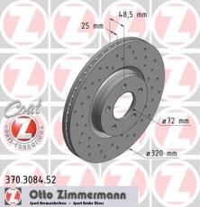 Купить 370.3084.52 Zimmermann Тормозные диски Мазда 3 (БК, БЛ) 2.3 MPS Turbo