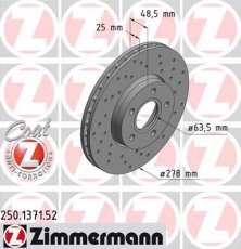 Купить 250.1371.52 Zimmermann Тормозные диски Фокус 3 (1.0 EcoBoost, 1.6 TDCi)