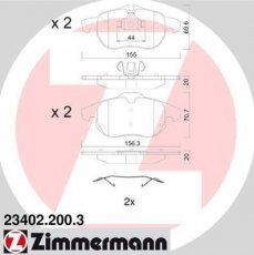 Купити 23402.200.3 Zimmermann Гальмівні колодки передні Signum (1.8, 1.9, 2.0, 2.2) подготовлено для датчика износа колодок