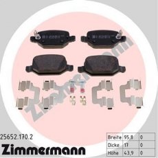 Купить 25652.170.2 Zimmermann Тормозные колодки задние Fiat 500 (0.9, 1.2, 1.4, 1.6) с звуковым предупреждением износа
