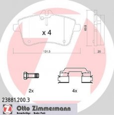Гальмівна колодка 23881.200.3 Zimmermann – подготовлено для датчика износа колодок фото 1