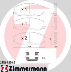 Купить 23569.170.2 Zimmermann Тормозные колодки передние Санта Фе (2.0, 2.4, 2.7) с звуковым предупреждением износа