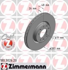 Купить 180.3026.20 Zimmermann Тормозные диски Ситроен С4 (1.2, 1.6, 2.0)