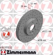 Купить 610.3711.52 Zimmermann Тормозные диски Фрилендер (2.0 Si4, 3.2)