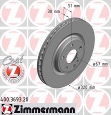 Купить 400.3693.20 Zimmermann Тормозные диски А Класс W176 (A 250, A 250 4-matic)