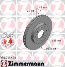 Купить 380.2162.20 Zimmermann Тормозные диски Галант (7, 8) (2.0, 2.4, 2.5)
