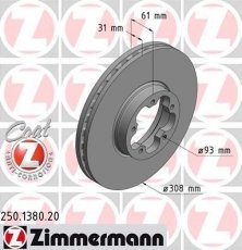 Купить 250.1380.20 Zimmermann Тормозные диски Транзит 8 (2.0 TDCi, 2.2 TDCi)