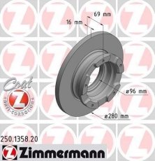Купити 250.1358.20 Zimmermann Гальмівні диски Транзіт 7 (2.2, 2.3, 2.4, 3.2)
