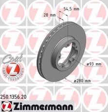 Купити 250.1356.20 Zimmermann Гальмівні диски Транзіт 7 (2.2, 2.3, 2.4, 3.2)