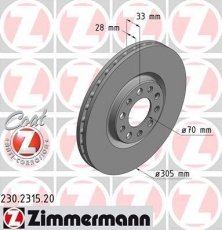 Купить 230.2315.20 Zimmermann Тормозные диски Fiat 500 (1.2, 1.4, 1.6, 2.0)