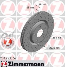 Купить 200.2533.52 Zimmermann Тормозные диски Х-Трейл (1.6, 2.0, 2.5)