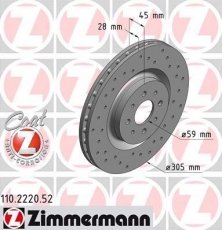 Купить 110.2220.52 Zimmermann Тормозные диски Мито (1.4 TJet, 1.4 Turbo MultiAir)