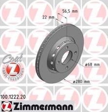 Купить 100.1222.20 Zimmermann Тормозные диски Audi 80 (1.6, 1.9, 2.0, 2.3, 2.6)