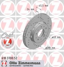 Купить 610.3700.52 Zimmermann Тормозные диски Каризма (1.6, 1.8, 1.9)