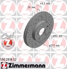 Купить 590.2818.52 Zimmermann Тормозные диски Corolla (1.3, 1.4, 1.6, 1.8, 2.0)