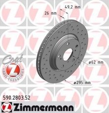 Купить 590.2803.52 Zimmermann Тормозные диски Avensis T27 (1.6 D4-D, 2.0 D-4D)