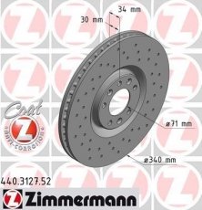 Купить 440.3127.52 Zimmermann Тормозные диски Пежо 308 (1.6 GTi, 1.6 THP)