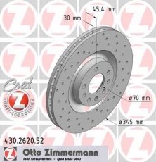 Купить 430.2620.52 Zimmermann Тормозные диски Вектру С 2.8 V6 Turbo