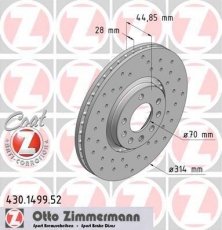 Купить 430.1499.52 Zimmermann Тормозные диски Сигнум (2.8 V6 Turbo, 3.0 V6 CDTI, 3.2 V6)