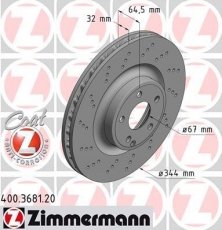 Купить 400.3681.20 Zimmermann Тормозные диски Мерседес 212 (3.0, 3.5)