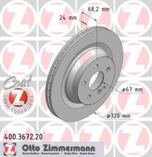 Купити 400.3672.20 Zimmermann Гальмівні диски ЦЛ Класс СЛS (CLS 250 CDI, CLS 500, CLS 500 4-matic)