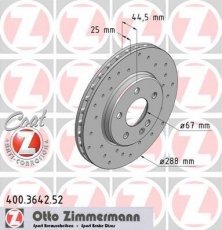 Купить 400.3642.52 Zimmermann Тормозные диски A-Class W169 (A 200 CDI, A 200 TURBO)