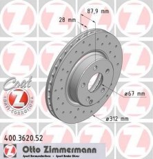 Купить 400.3620.52 Zimmermann Тормозные диски Мерседес 211 (2.5, 3.0, 3.2, 3.5, 5.0)