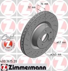 Тормозной диск 400.3615.20 Zimmermann фото 1
