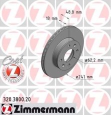 Купити 320.3800.20 Zimmermann Гальмівні диски Піканто (1.0, 1.1, 1.2)