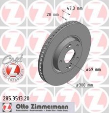 Купить 285.3513.20 Zimmermann Тормозные диски Ceed (1.0, 1.4, 1.6)