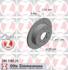 Купить 280.3180.20 Zimmermann Тормозные диски Jazz (1.2, 1.3, 1.3 i)