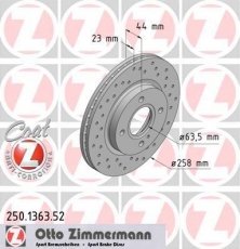 Купить 250.1363.52 Zimmermann Тормозные диски Fiesta 6 (1.0, 1.2, 1.4, 1.5, 1.6)