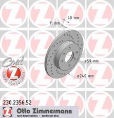 Купить 230.2356.52 Zimmermann Тормозные диски Alfa Romeo 146 (1.8 i.e. 16V T.S., 1.9 JTD, 2.0 16V Quadrifoglio)