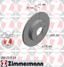 Купити 200.2517.20 Zimmermann Гальмівні диски Almera V10 (1.8, 2.0, 2.2)