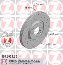 Купити 180.3023.52 Zimmermann Гальмівні диски Пежо 307 (2.0 16V, 2.0 HDi 135)