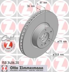 Купить 150.3406.20 Zimmermann Тормозные диски БМВ Е65 (Е65, Е66) (750 i, Li)