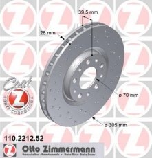 Купить 110.2212.52 Zimmermann Тормозные диски Giulietta (1.4, 1.6, 1.7, 2.0)