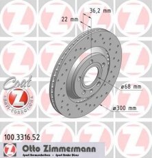 Гальмівний диск 100.3316.52 Zimmermann фото 1