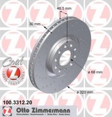 Тормозной диск 100.3312.20 Zimmermann фото 1